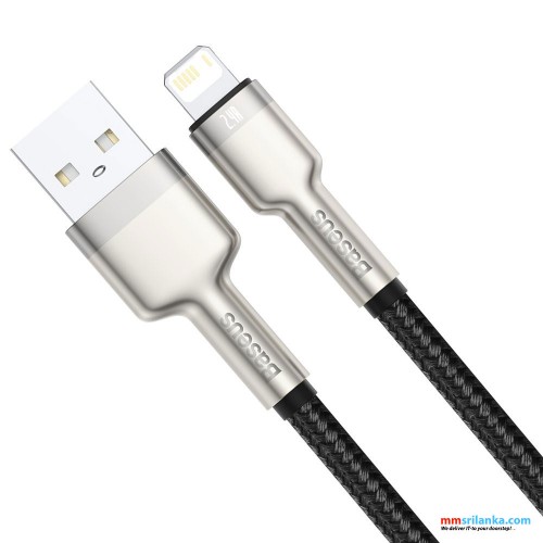 Baseus Cafule Series 2M USB to IP Metal Data Cable 2.4A Black (6M)